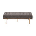 Thorian - Luxury Upholstered Ottoman Bench With Channel Tufting And Metal Base - Gold / Gray