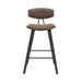 Fox - Counter Height Curved Back Wood Bar Stool With Faux Leather Seat
