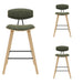 Fox - Counter Height Curved Back Wood Bar Stool With Faux Leather Seat