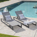 Chaise Lounge (Set of 2), Outdoor Patio Lounge Chairs With 5 Reclining Positions - Black / Gray
