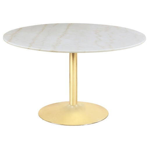 Kella - Round Marble Top Dining Table - White And Gold Sacramento Furniture Store Furniture store in Sacramento