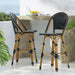 Outdoor Rattan And Aluminum French Barstools (Set of 2)