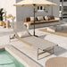 Hargrove - Outdoor Patio Aluminun Chaise Lounge, Outdoor Mesh Seat - Natural / Silver
