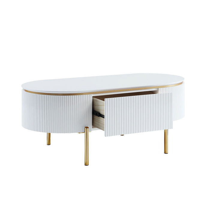 Daveigh - Coffee Table - White High Gloss & Gold