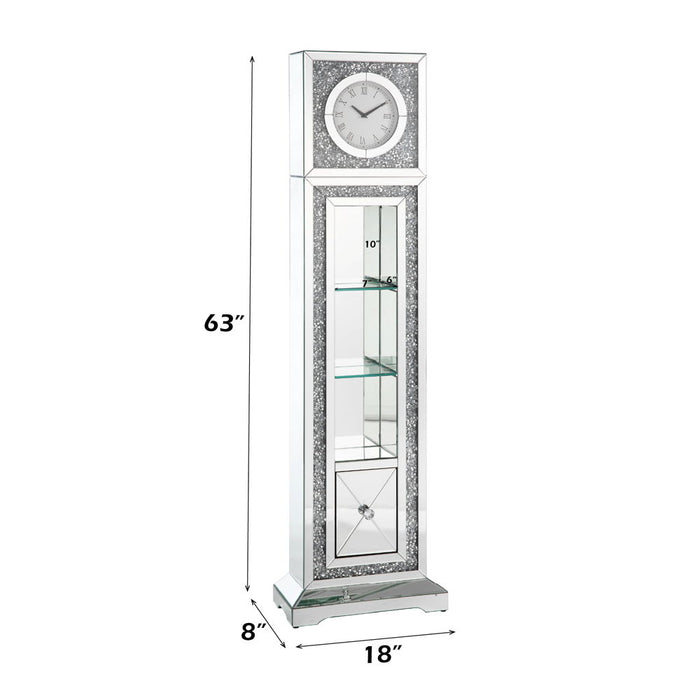 Noralie - Faux Diamonds Grandfather Clock With LED - Mirrored