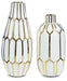 Mohsen - Vase Set (Set of 2) - Gold Finish / White