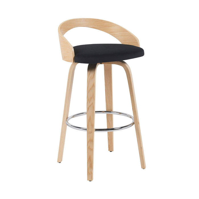 Sonia - Modern Swivel Bar Height Stool - Patterned Oak Wood Finish