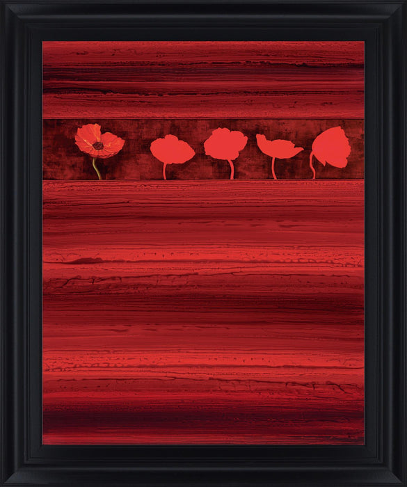 Crimson Poppy Row - 40" x 32" Framed Wall Art