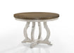 Havanna - 5 Piece Wide Round Dining Table With Off White Chairs (Set of 5) - Vintage Walnut