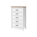 Kerisden - Five Drawer Chest - White / Brown