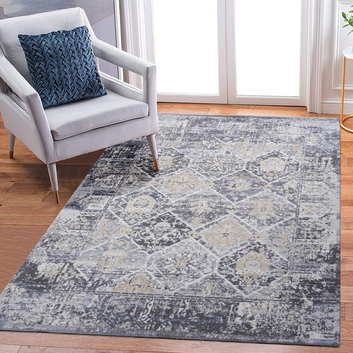 Payas - 5' X 7' Traditional Area Rug - Gray / Blue