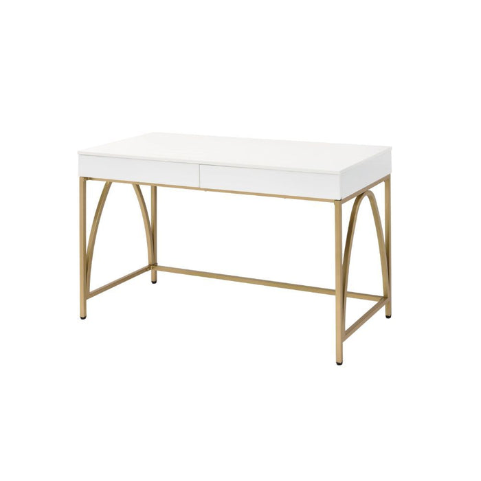 Lightmane - Writing Desk Same Ac00900) - White High Gloss & Gold