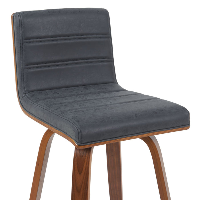 Vienna - Modern Swivel Bar Height Stool - Walnut Finished Wood Frame
