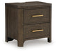 Radkin - Two Drawer Night Stand - Burnished Brown