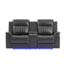 Ian - Power Reclining Sofa With LED Lighting, Surround Sound & Subwoofer - Charcoal