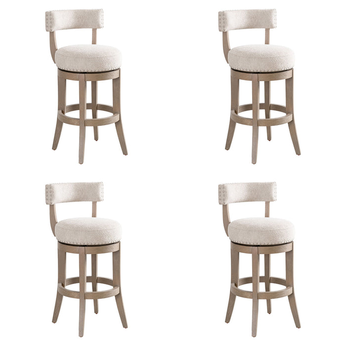 Mystic - Solid Wood Upholstered 30" Bar Height Swivel Barstool