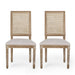 French Country Dining Chair With Rectangular Cane Backrest And Smooth Upholstered Seating