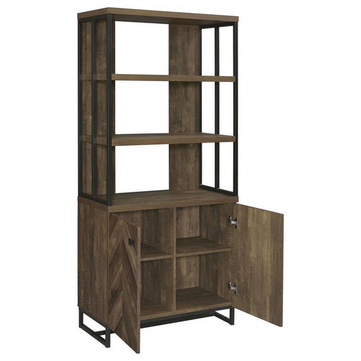 Millbrook - 2-Door Bookcase - Rustic Oak Herringbone And Gunmetal Sacramento Furniture Store Furniture store in Sacramento