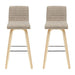 Vienna - 39.5" Swivel Bar Height Square Back Wood Bar Stool With Faux Leather Seat