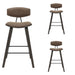 Fox - Bar Height Curved Back Wood Bar Stool With Faux Leather Seat