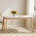 Dining Table With Splayed Rubberwood Legs & Faux Wood Tabletop, - White Oak