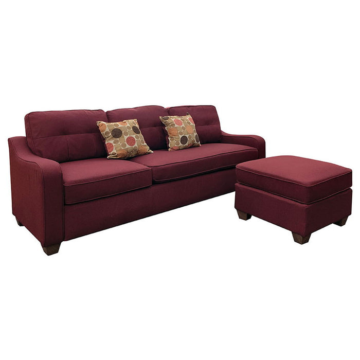 Cleavon II - Reversible Sectional Sofa & Ottoman With 2 Pillows - Red Linen