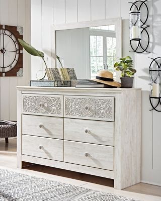 Paxberry - Whitewash - Dresser, Mirror - Medallion Drawer Pulls Sacramento Furniture Store Furniture store in Sacramento