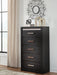 Shoralli - Five Drawer Chest - Black