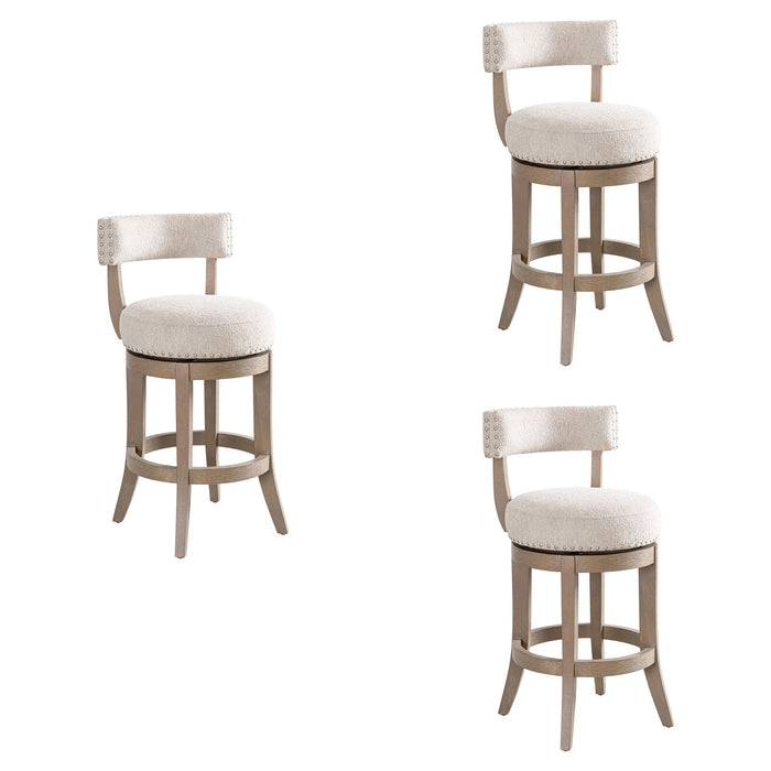 Mystic - Solid Wood Upholstered 26" Counter Height Swivel Barstool