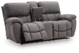 Bakerstein - Power Reclining Loveseat/Console/Adjustable Headrest - Galaxy