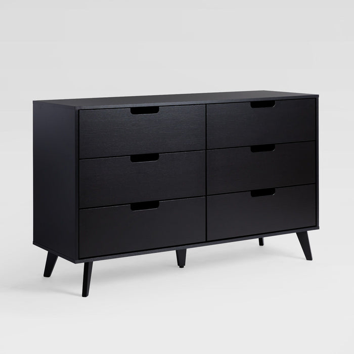 Hans - Mid-Century Hans 6 Drawer Dresser With Cut-Out Handles