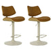 Leland - Adjustable Swivel Curved Back Wood Bar Stool With Faux Leather Seat