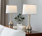 Cairo - Contemporary Table Lamp (Set of 2) - Nickel / White / Silver Trim