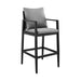 Cayman - Outdoor Patio 5-Piece Bar Table Set In Aluminum With Gray Cushions