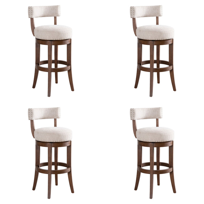 Mystic - Solid Wood Upholstered 30" Bar Height Swivel Barstool