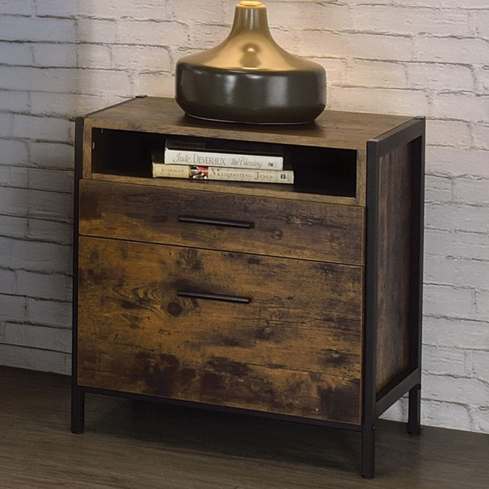 Juvanth - Nightstand - Rustic Oak & Black