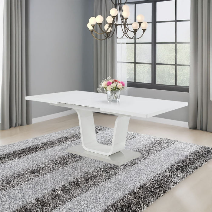 Kamaile - Dining Table With Leaf - White High Gloss