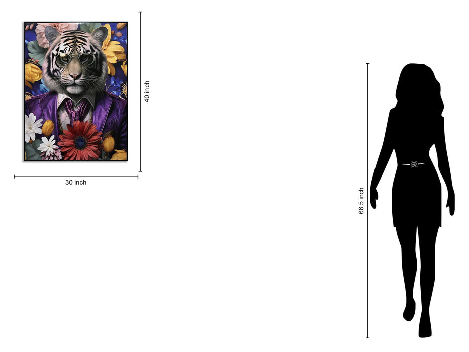 Dapper Tiger Blooms - 30" x 40" Framed Wall Art