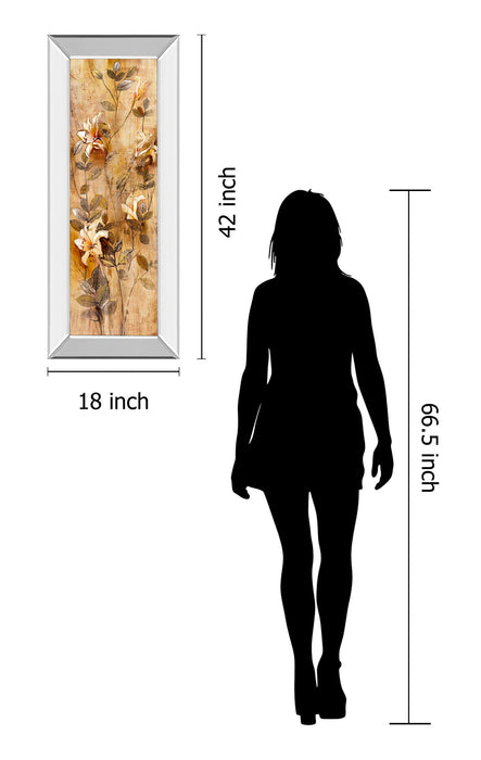 Candlelight Lilies I By Douglas - Mirror Framed Print Wall Art - Beige