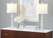 Karat - Contemporary Crystal Table Lamp (Set of 2) - Clear Crystal / Chrome / White Softback