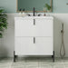 Fluted Bathroom Vanity With Ceramic Sink, Freestanding Design