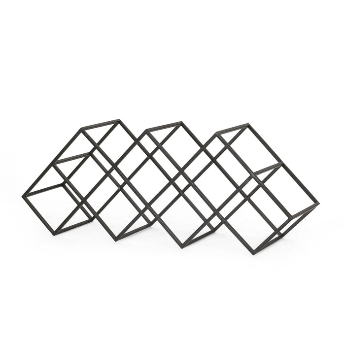 Modern Industrial Tabletop Wine Rack With 7 Bottle Holders - Black