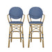 Outdoor Wicker And Aluminum French Barstools (Set of 2)