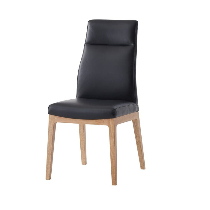 Raquan - Side Chair Set of 2) - Black Leather & Walnut