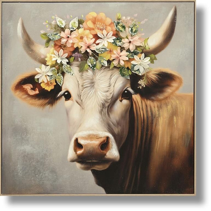 Floral Grace Bovidae - 32" x 32" Framed Wall Art