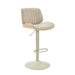 Brock - Adjustable Swivel Curved Back Wood Bar Stool With Faux Leather Seat