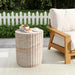 Elegant Outdoor / Indoor Lightweight Concrete Side Table With Travertine - Beige