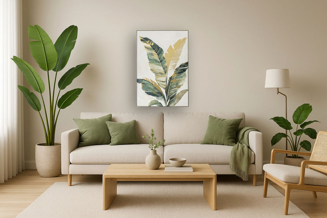 Emerald Palm Whispers - 33" x 48" Framed Wall Art