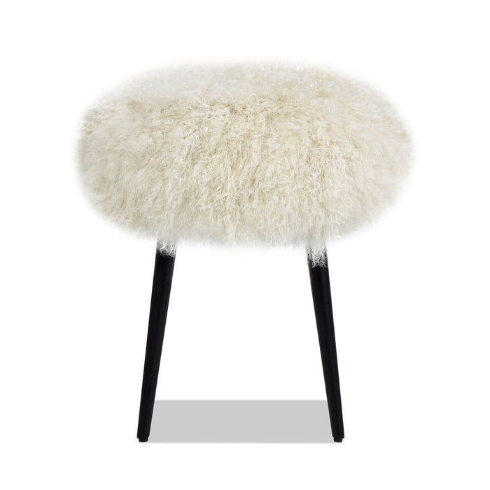 Alberta Mongolian Sheepskin Round Ottoman