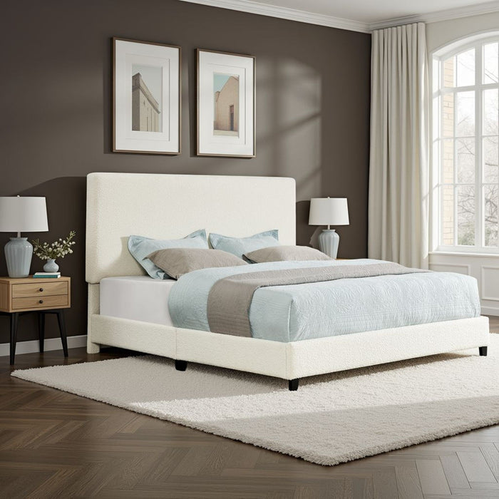 Boucle Upholstered Platform Bed